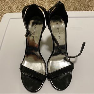 Black strappy sandals with 4.5” heel